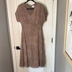 Elegant Brown Midi Dress. NWOT